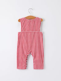 Christmas Smocking Embroidered Christmas Tree Plaid Plaid Baby Boy Romper - The Palm Beach Baby