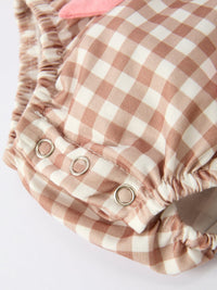 Classic Plaid Embroidered Gingerbread and Bows Girls Romper - The Palm Beach Baby