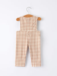 Plaid Embroidered Gingerbread and Bows Boy Jon Jon Romper - The Palm Beach Baby