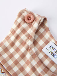 Plaid Embroidered Gingerbread and Bows Boy Jon Jon Romper - The Palm Beach Baby