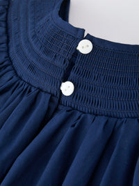 Christmas Navy Blue Nativity Smocking Embroidered Dress - The Palm Beach Baby