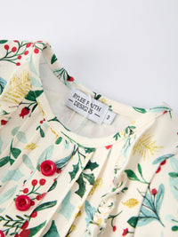 Toddler Girls Christmas Dress – Holiday Floral Print Outfit with Pockets - The Palm Beach Baby