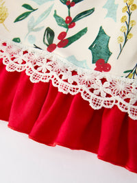 Toddler Girls Christmas Dress – Holiday Floral Print Outfit with Pockets - The Palm Beach Baby