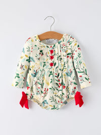 Baby Girls Christmas Romper – Holiday Bow Long Sleeve Outfit - The Palm Beach Baby