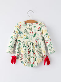 Baby Girls Christmas Romper – Holiday Bow Long Sleeve Outfit - The Palm Beach Baby