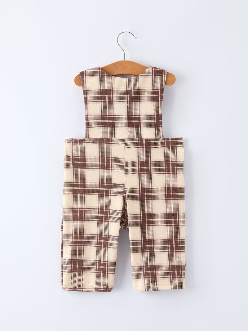 Western Horse Embroidered Smocked Plaid Baby Boy Romper - The Palm Beach Baby Rylee Faith Designs