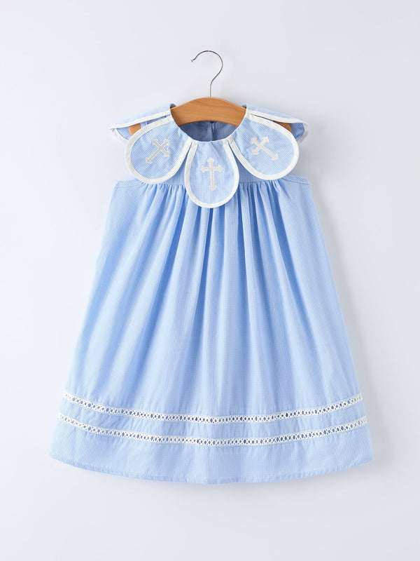Blue Peter Pan Collar Dress for Little Girls