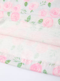 Floral Smocked Petal Peter Pan Collar Dress fabric: pink rose print, delicate stitches, soft breathable material.