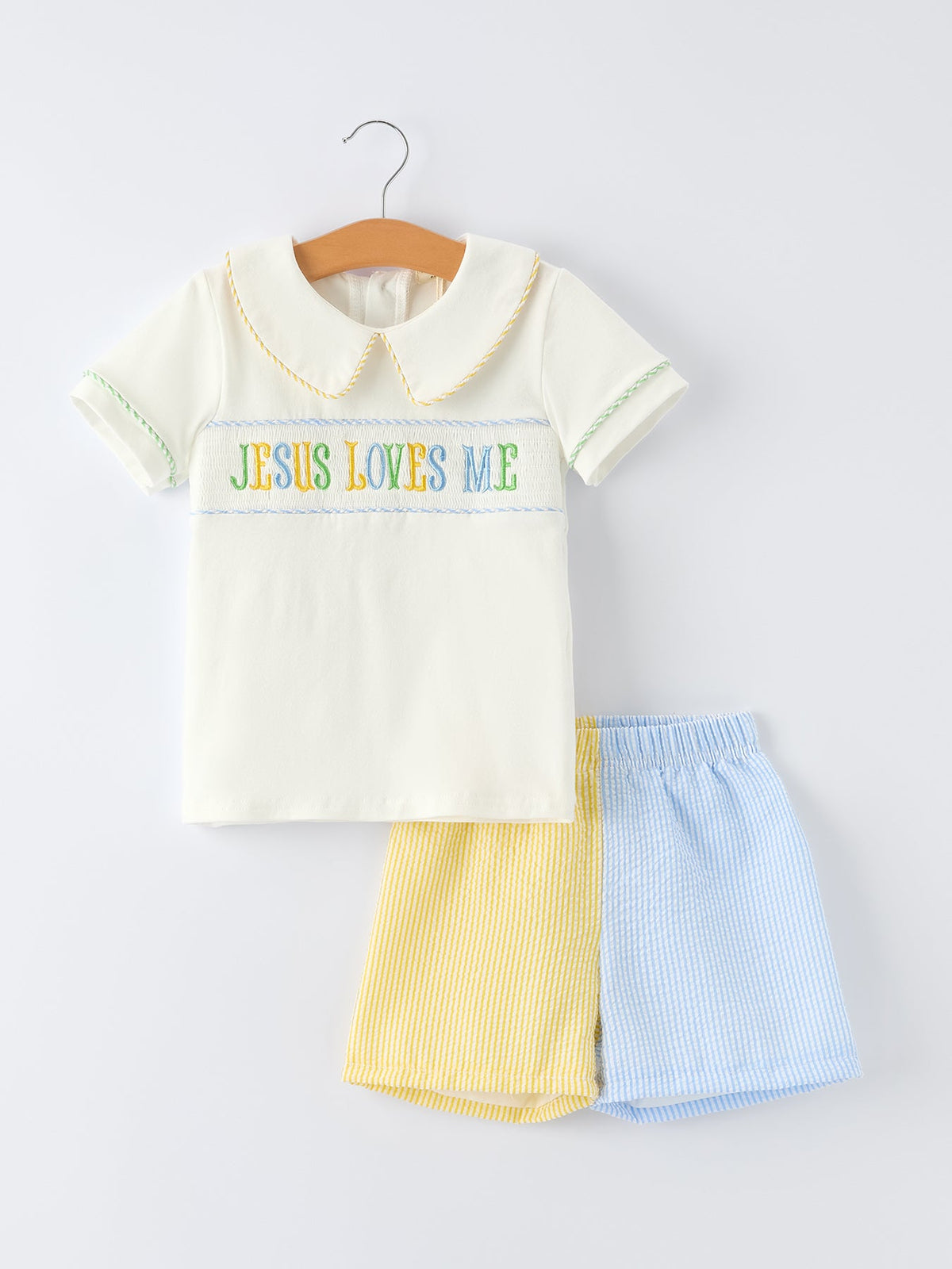 Jesus Loves Me Embroidered Toddler Boys Outfit - The Palm Beach Baby Rylee Faith Designs