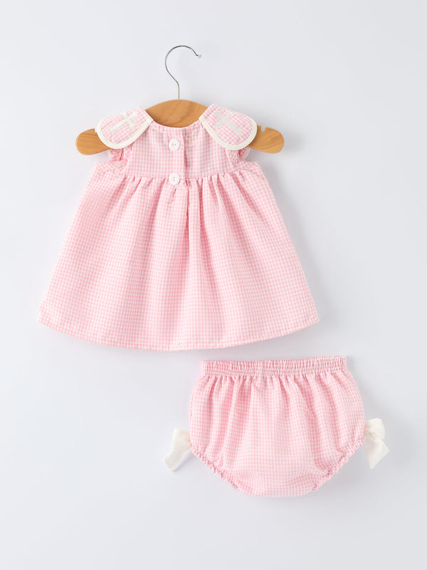 Pink Smocked Church Christ Bishop Christening Baby Girls Bloomer Set - The Palm Beach Baby Rylee Faith Designs
