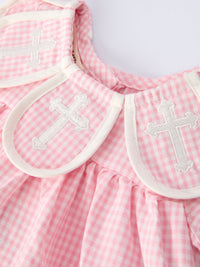 Pink Smocked Church Christ Bishop Christening Baby Girls Bloomer Set - The Palm Beach Baby Rylee Faith Designs