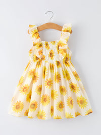 Sunflower Ruffle Smocked Girls Dress - The Palm Beach Baby Rylee Faith Designs