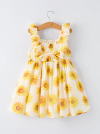 Sunflower Ruffle Smocked Girls Dress - The Palm Beach Baby Rylee Faith Designs