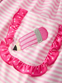 Vibrant Girls' Pencil Applique Striped Two Piece Set, ideal for active little girls.
