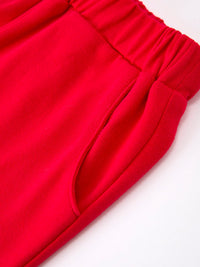 Red elastic-waist shorts from Boys Back To School Apple Polo Short Set.