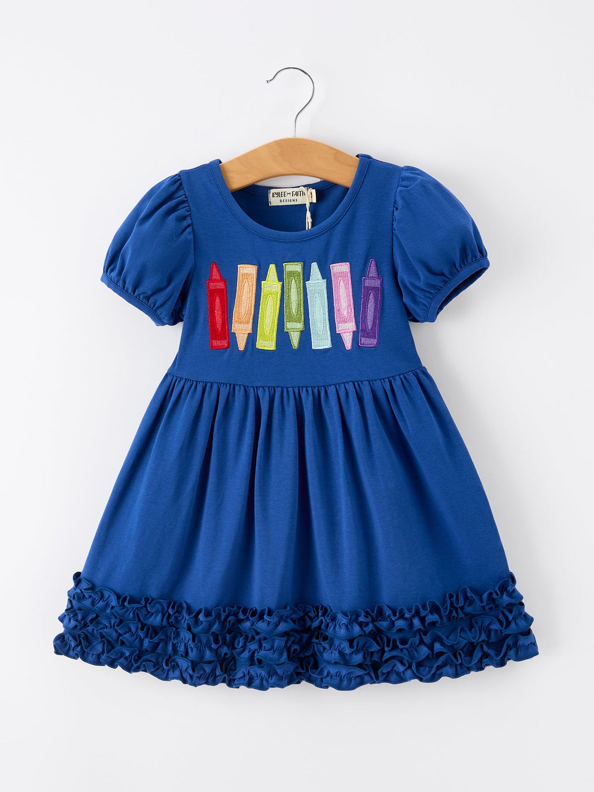 Comfortable fabric blend of the Girls Back To School Crayon Twirl Dress, a must-have girls back to school dress for daily wear.