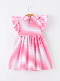 The elegant petal collar of the Ruffle Bow Pencil Twirl Dress shown in a detailed view for back to school dresses.