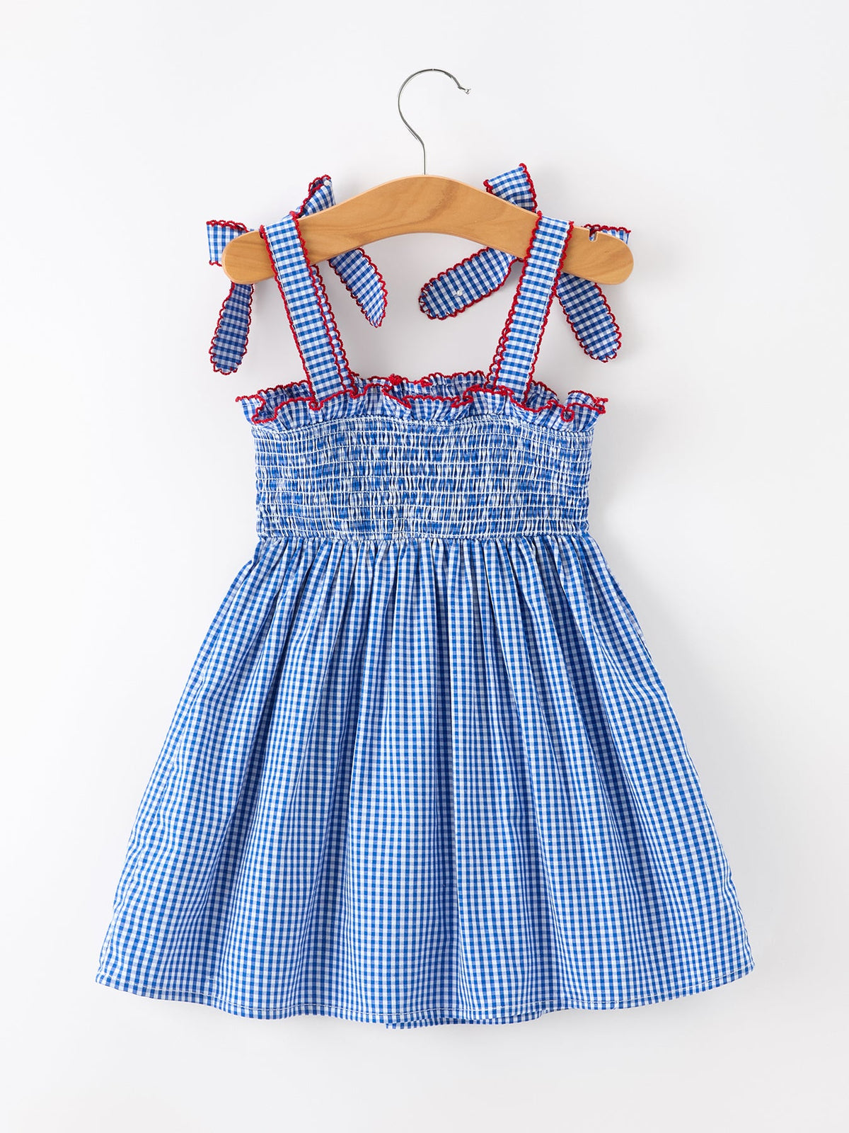 Girls 4th of July Plaid Twirl Dress Bow Smocked - The Palm Beach Baby Rylee Faith Designs
