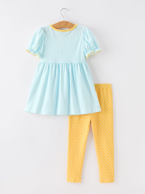 Girls Back To School Pencil Applique Top Leggings Set Pockets - The Palm Beach Baby Rylee Faith Designs