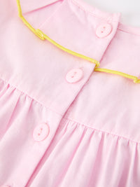 The versatile Girls Back To School Dress - Pink Pencil Applique Ruffle Collar Design paired with cute accessories for back-to-school.