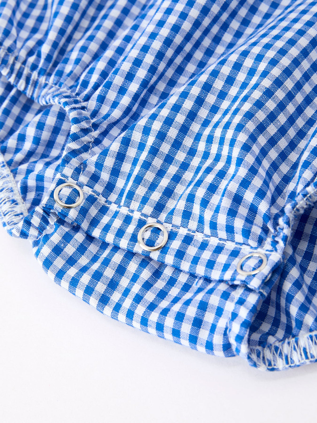 4th of July Flag Blue Check Baby Girl Romper Plaid - The Palm Beach Baby Rylee Faith Designs