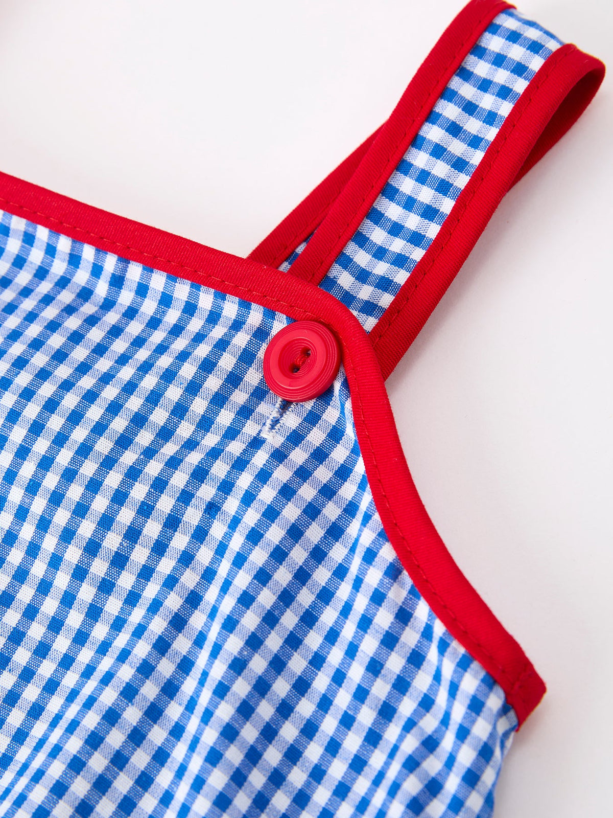 4th of July Flag Blue Check Baby Girl Romper Plaid - The Palm Beach Baby Rylee Faith Designs