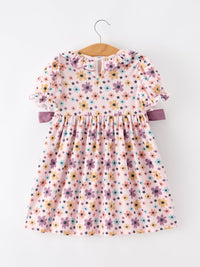 Halloween Thanksgiving Pumpkin Floral Bow Girls Dress - The Palm Beach Baby