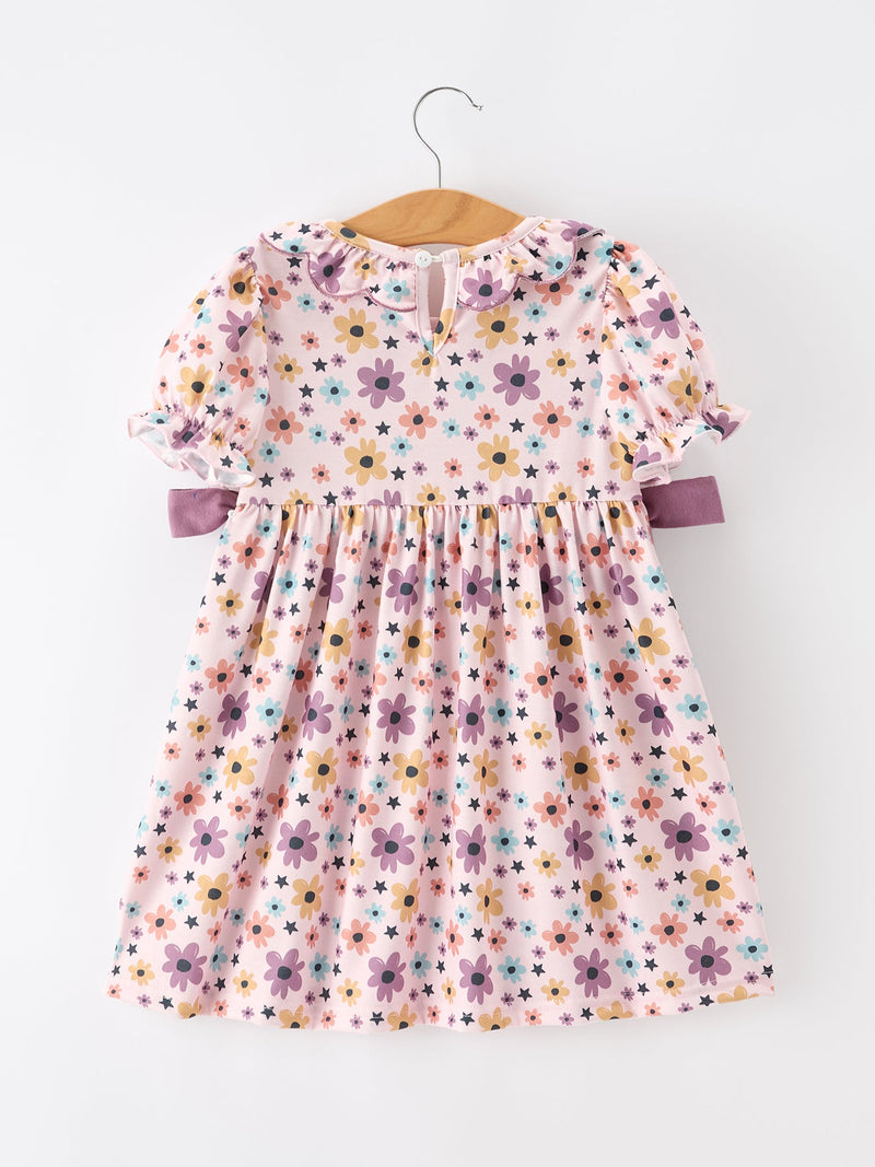 Halloween Thanksgiving Pumpkin Floral Bow Girls Dress - The Palm Beach Baby