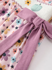 Halloween Thanksgiving Pumpkin Floral Bow Girls Dress - The Palm Beach Baby