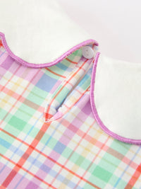 Full view of Girls School Dress with Crayon Embroidery and Puff Sleeves, designed for comfort and fun in the classroom.