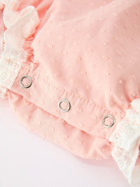Western Horse Embroidery Girls Romper Lace Petals Collar Puff Sleeve - The Palm Beach Baby