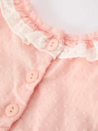 Western Horse Embroidery Girls Romper Lace Petals Collar Puff Sleeve - The Palm Beach Baby