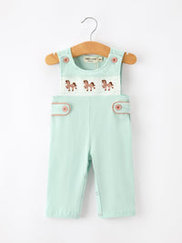 Western Horse Embroidery Boys Jonjon Sleeveless Romper featuring a charming Western horse design, perfect for stylish kids, a cute boys jonjon.