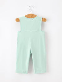 Close-up view of the Western Horse Embroidery Boys Jonjon Sleeveless Romper, showcasing playful horse embroidery, ideal for a cute boys jonjon.