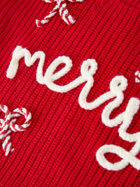 Mom and Me Winter Christmas Red "merry" Pullover Sweater - The Palm Beach Baby