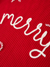 Mom and Me Winter Christmas Red "merry" Pullover Sweater - The Palm Beach Baby