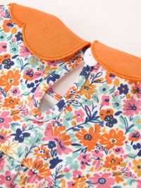 Fall Floral Smocked Petals Collar Girls Bubble Romper
