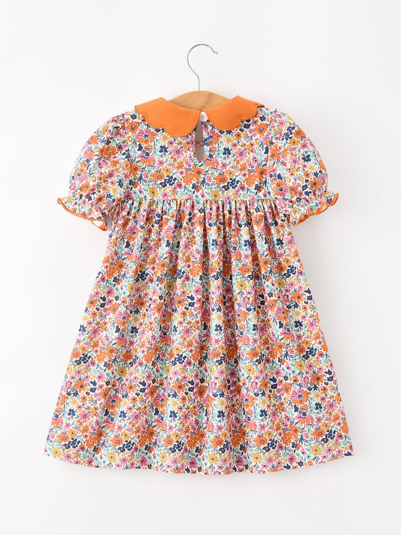 Fall Floral Smocked Petals Collar Girls Dress - The Palm Beach Baby Rylee Faith Designs
