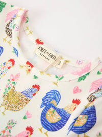 Fall Farm Chicken Print Girls Ruffle Hem Twirl Dress - The Palm Beach Baby
