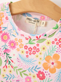 Fall Butterfly Floral Print Girls Ruffle Hem Twirl Dress - The Palm Beach Baby