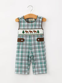 Plaid Moose Smocked Baby Boy JonJon - The Palm Beach Baby