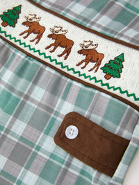 Plaid Moose Smocked Baby Boy JonJon - The Palm Beach Baby