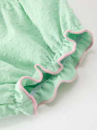 Christmas Mint Green Smocked Santa Baby Girl Bloomer Set - The Palm Beach Baby