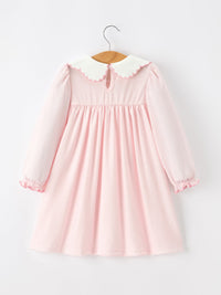 Pink Goose Embroidered Baby Girl Dress Peter Pan Collar Bow Dress - The Palm Beach Baby