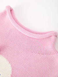 Girls Ghost Bow Knit Sweater Halloween Cute Embroidered Pullover - The Palm Beach Baby