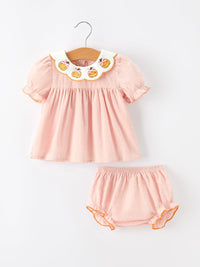 Halloween Pumpkin Embroidered Girls Bloomer Set - The Palm Beach Baby