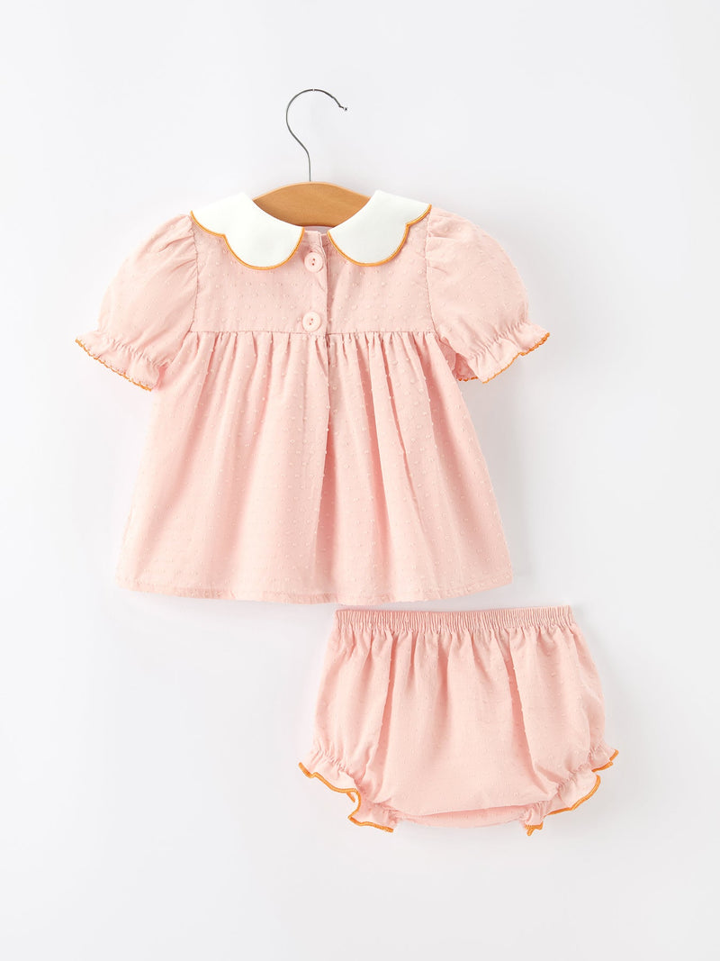 Halloween Pumpkin Embroidered Girls Bloomer Set - The Palm Beach Baby