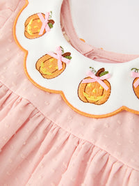Halloween Pumpkin Embroidered Girls Bloomer Set - The Palm Beach Baby