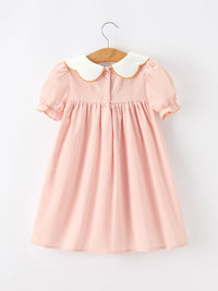 Halloween Pumpkin Applique Girls Puff Sleeve Dress - The Palm Beach Baby