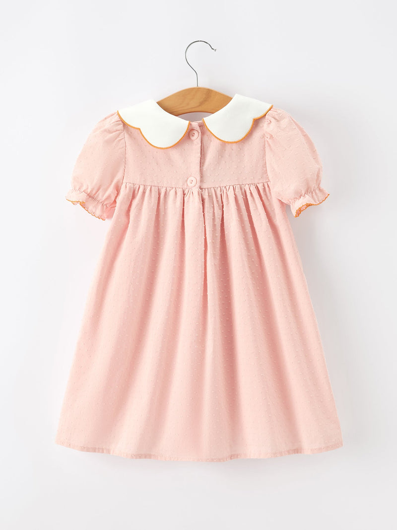 Halloween Pumpkin Applique Girls Puff Sleeve Dress - The Palm Beach Baby